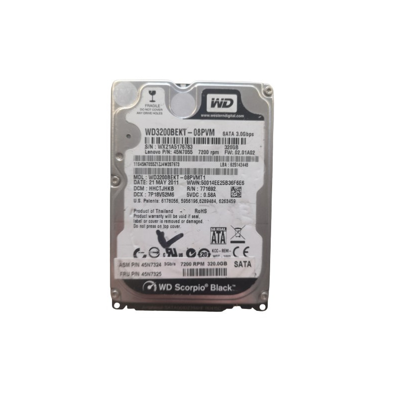 Disque Dur / HDD - Western Digital - WD3200BEKT - 320GB - SATA 2 - 2.5'