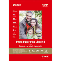Papier Photo Canon Plus Glossy II - 275g m² - 20 feuilles A4 21x29.7 cm