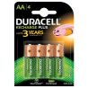 Pack blister de 4 piles rechargeables Duracell Recharge Plus AA 1,2V - 1300 mAh (R06)