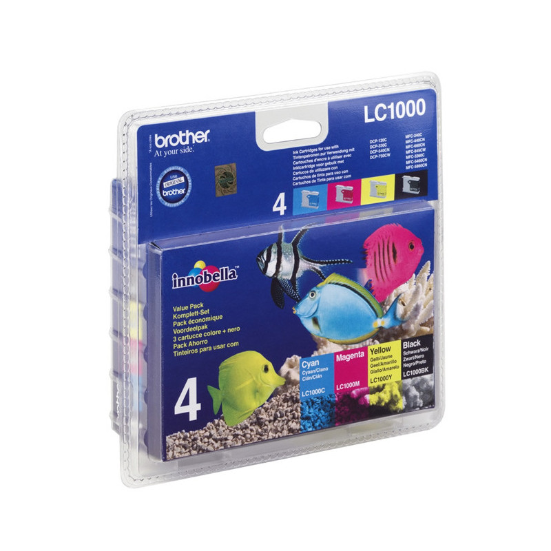 Pack 4 cartouches d'encre Brother LC1000