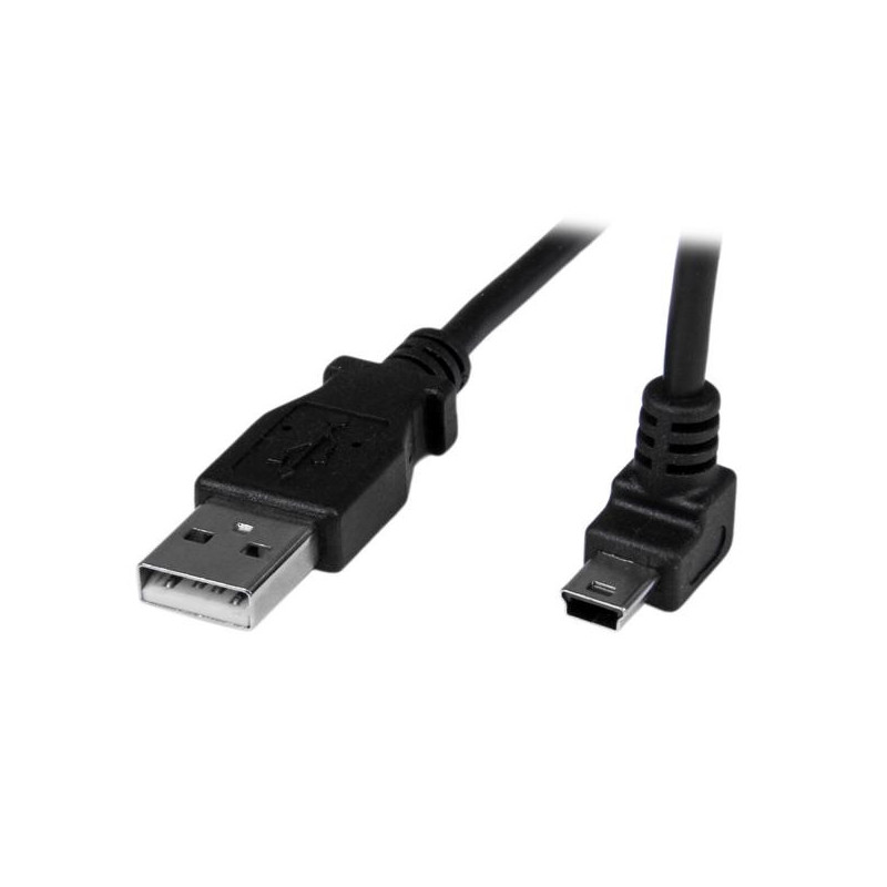 Cable USB vers mini USB (4 pins) 0,5m coudé vertical