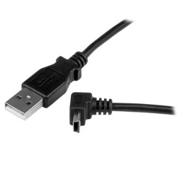 Cable USB vers mini USB (4 pins) 0,5m coudé vertical