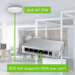 Switch réseau ethernet Gigabit Zyxel GS1005-HP - 5 ports dont 4x PoE