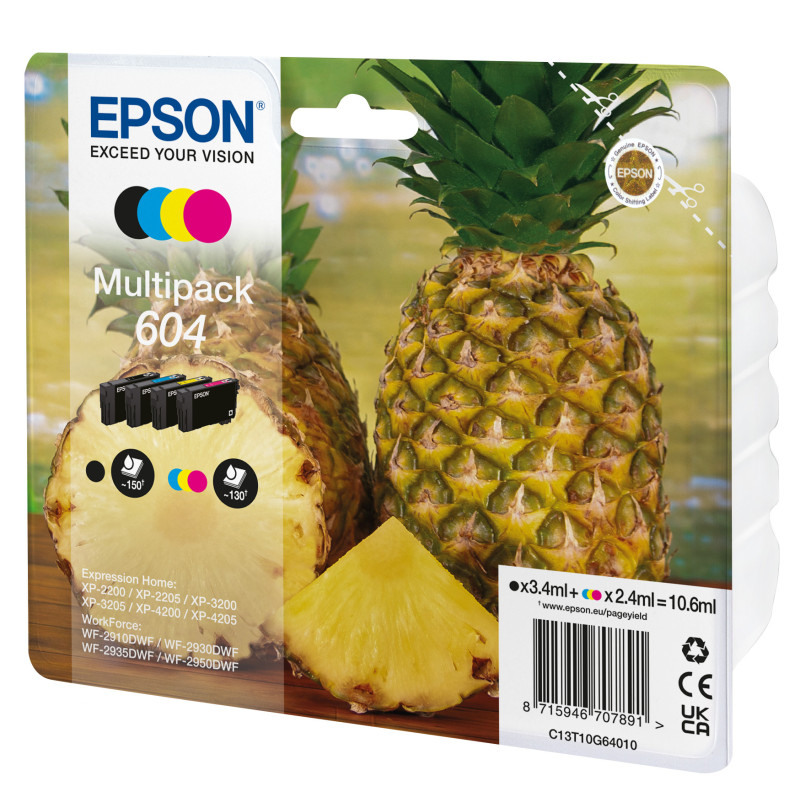 Pack 4 cartouches d'encre Epson Ananas 604 (Noir + Couleurs)