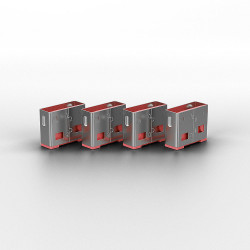 Lot de 4 Cadenas pour port USB Lindy (Gris Rouge)