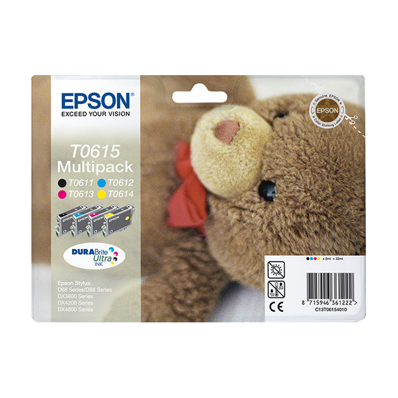 Pack 4 cartouches d'encre Epson Ourson T0615