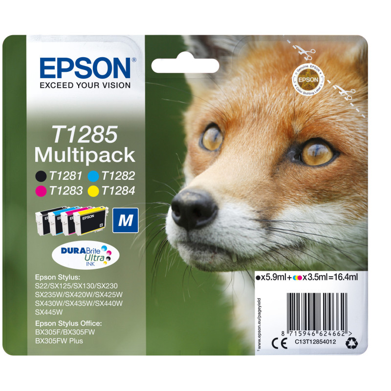 Pack 4 cartouches d'encre Epson Renard T1285