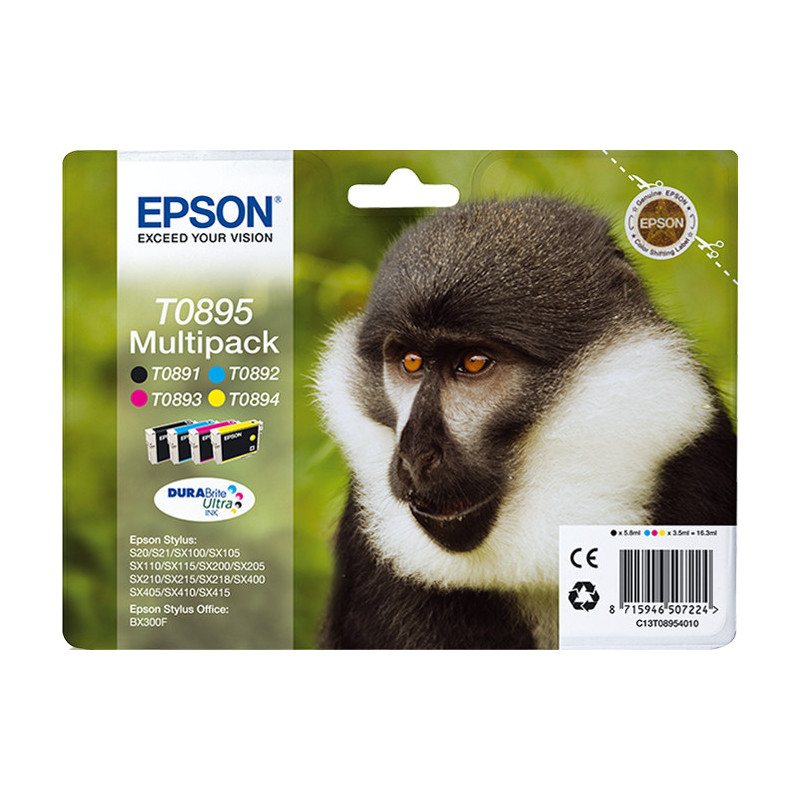 Pack 4 cartouches d'encre Epson Singe T0895