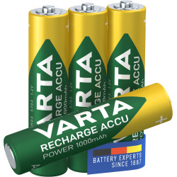 Pack 4 piles rechargeables Varta type AAA 1,2V - 1000 mAh (R03)