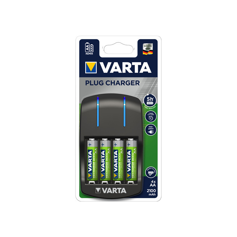 Chargeur de Piles Varta + 4 piles rechargeables AA