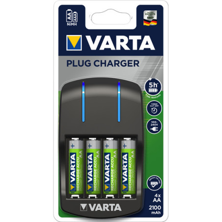 Chargeur de Piles Varta + 4 piles rechargeables AA