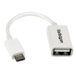 Adaptateur micro USB mâle vers USB femelle (OTG) Startech pour smartphone tablette (Blanc)