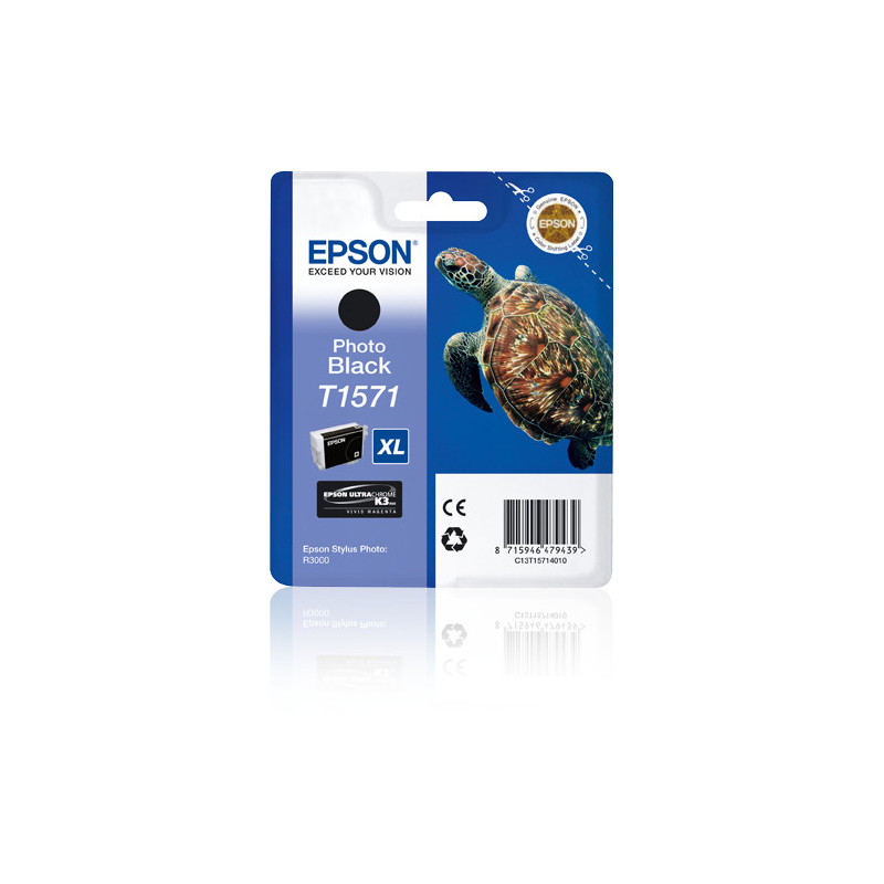 Cartouche d'encre Epson Tortue T1571 XL (Noir Photo)