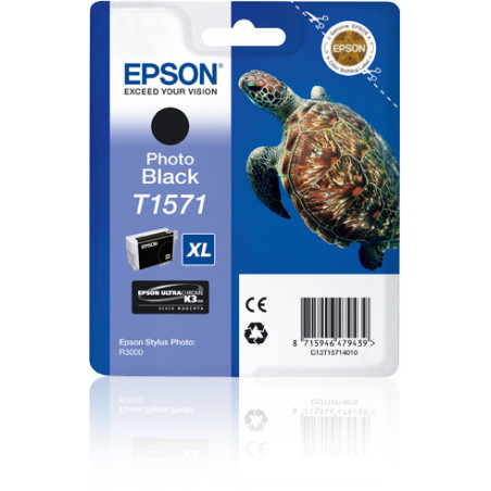 Cartouche d'encre Epson Tortue T1571 XL (Noir Photo)