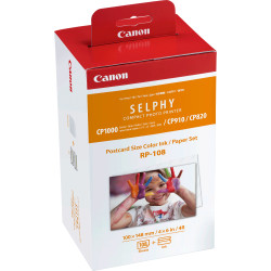 Pack 3 cartouches d'encre couleurs CANON RP-108 pour Selphy CP + 108 feuilles