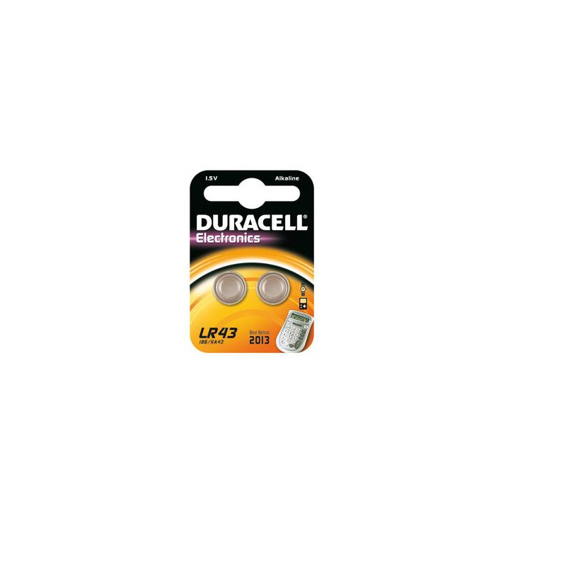 Pack de 2 piles Alcalines Duracell 1.5V (LR43)