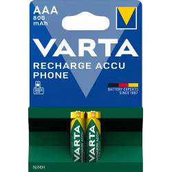 Lot de 2 piles rechargeables Varta type AAA 1,2V 750mAh (R03)