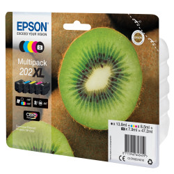 Pack 5 cartouches d'encre Epson Kiwi 202XL (Noir + Couleurs + Noir Photo)