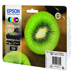 Pack 5 cartouches d'encre Epson Kiwi 202XL (Noir + Couleurs + Noir Photo)