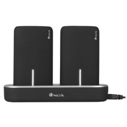 Kit Station de charge NGS TwinPeaks avec 2x Batteries USB 5000 mAh pour smartphones (Noir Gris)