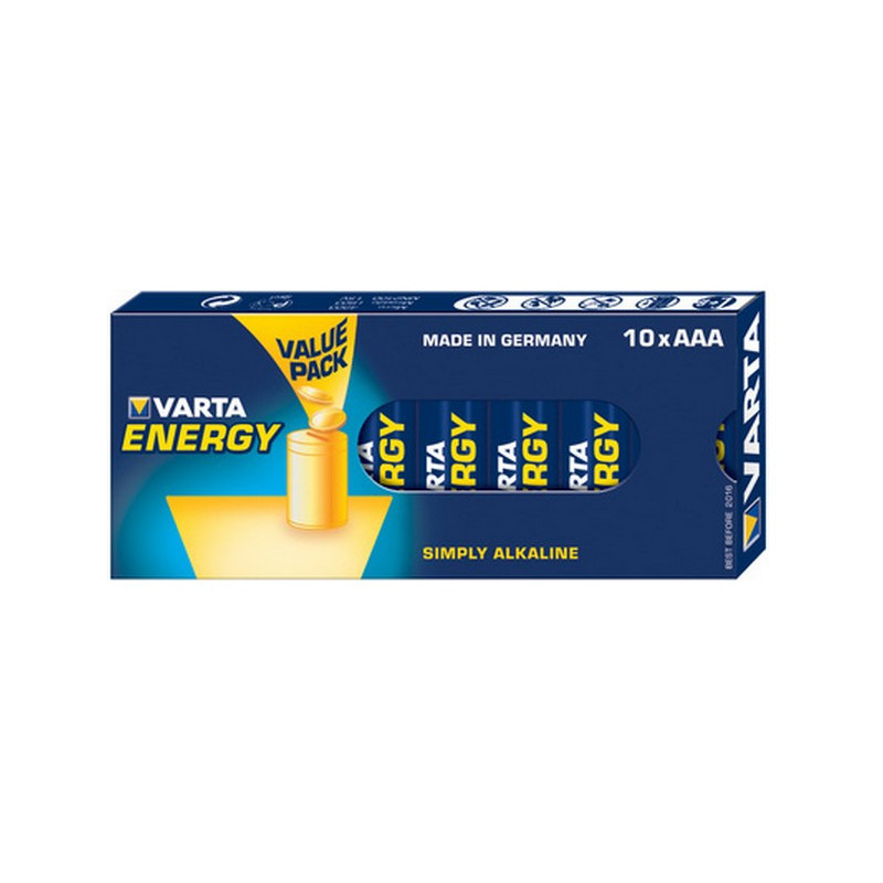 Pack de 10 piles Alcaline Varta Energy type AAA 1,5V (R03)