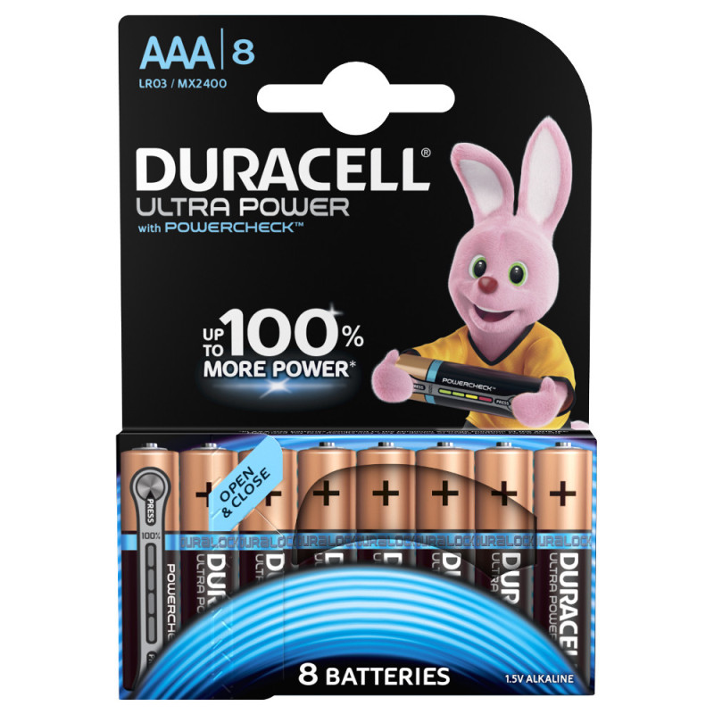 Pack de 8 piles Alcaline Duracell Ultra Power type AAA 1,5V (LR03)