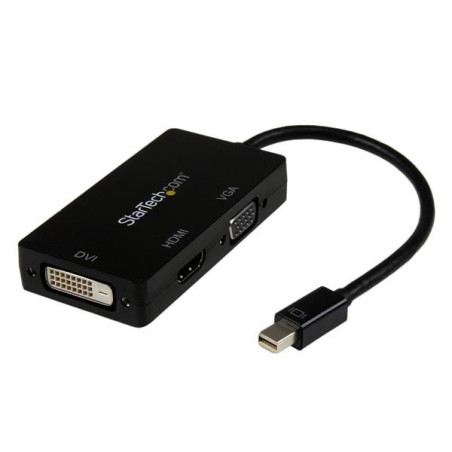 Câble adaptateur Startech Mini DisplayPort mâle 1.2 vers HDMI femelle (Type A), VGA et DVI 15cm (Noir)