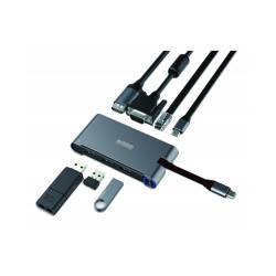Adaptateur USB-C Urban Factory Hubee vers HDMI + VGA + RJ45 + Hub 3 ports