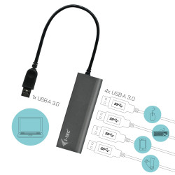 Hub 4x USB 3.0 alimenté I-Tec Metal Charging (Gris)