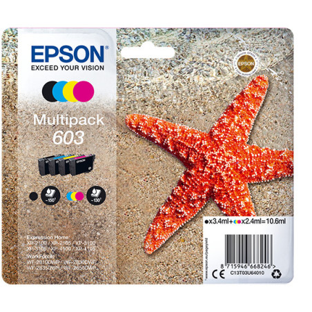 Pack 4 cartouches d'encre Epson Etoile de mer 603 (Noir + Couleurs)