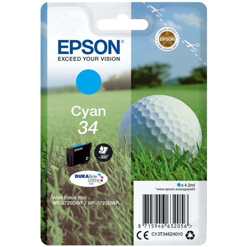 Cartouche d'encre Epson Balle de Golf 34 (Cyan)