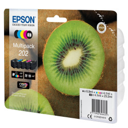 Pack 5 cartouches d'encre Epson Kiwi 202 (Noir + Couleurs + Noir Photo)