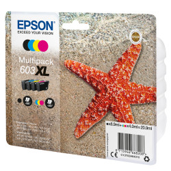 Pack 4 cartouches d'encre Epson Etoile de mer 603XL (Noir XL + Couleurs XL)