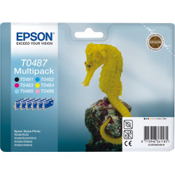 Pack de 6 Cartouches d'encre Epson Hippocampe T0487 (Noir + Couleurs)