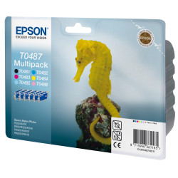 Pack de 6 Cartouches d'encre Epson Hippocampe T0487 (Noir + Couleurs)