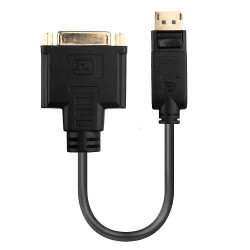 Câble adaptateur Lindy DisplayPort mâle 1.2 vers DVI-D femelle 15cm (Noir)