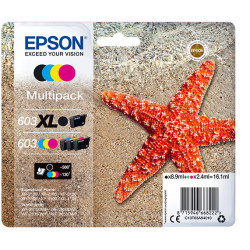 Pack 4 cartouches d'encre Epson Etoile de mer 603 (Noir XL + Couleurs)