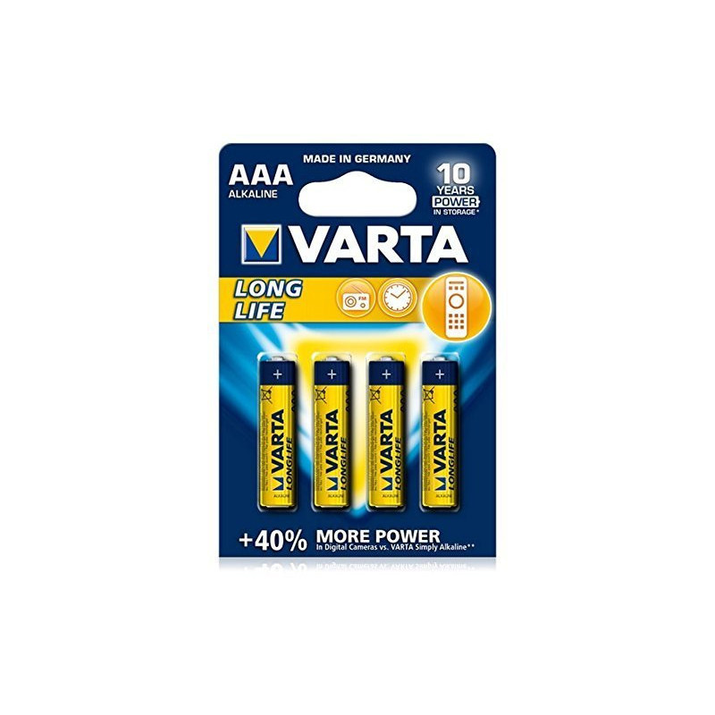 Lot de 4 piles Alcaline Varta Longlife type AAA 1,5V (LR03)