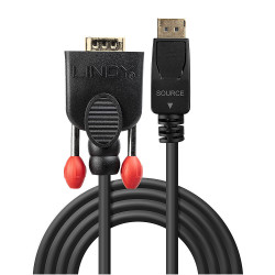 Câble DisplayPort Lindy vers VGA MM 2m (Noir)