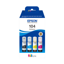 Pack 4 Cartouches d'encre Epson Ecotank 104 (Noir + Couleurs)