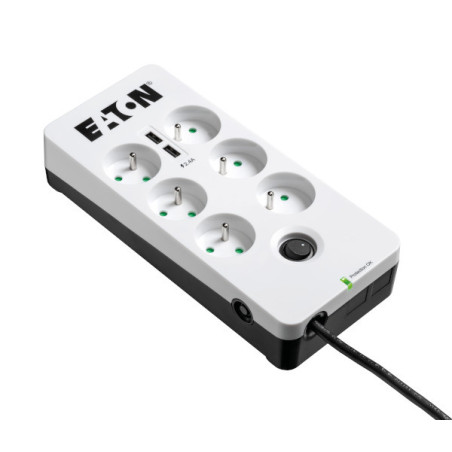 Multiprise Surtension Eaton Protection Box 6 prises + USB (Blanc)