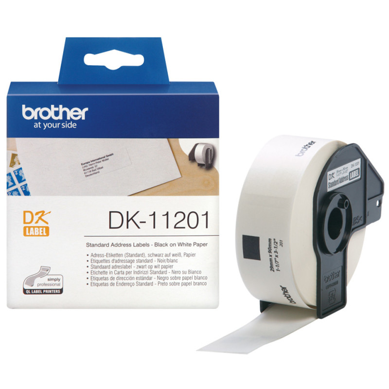 Rouleau de 400 étiquettes adhésives Brother DK-11201 - 29x90mm (Blanc)
