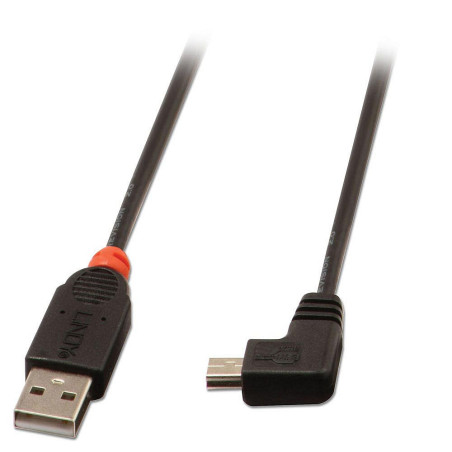 Cable Lindy USB 2.0 type A - Mini B M M 2m Coudé (Noir)