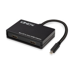 Hub Mini DisplayPort Lindy MST vers 2 ports HDMI 2.0 (Noir)