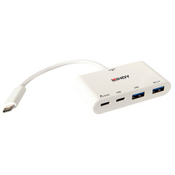 Hub USB 3.1 Lindy - 2 ports type A + 2x type C (Blanc)
