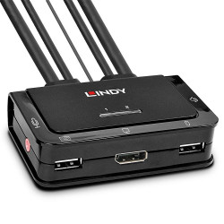 Switch KVM Lindy 2 voies DisplayPort + USB 2.0 + Jack 3,5mm (Noir)