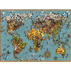 Puzzle Ravensburger - MappeMonde de Papillons (500 pièces)