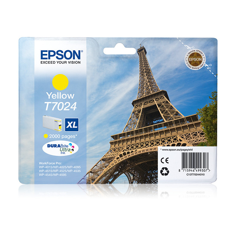 Cartouche d'encre Epson Tour Eiffel T7024 XL (Jaune)