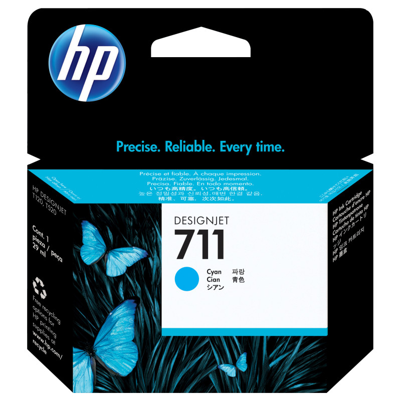 Cartouche d'encre HP pour traceur T520 T120 HP 711 (Cyan)