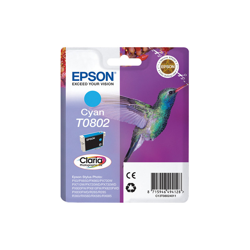 Cartouche d'encre Epson Colibri T0802 (Cyan)